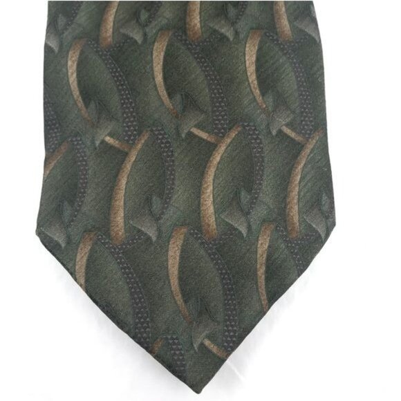 MACHADO George Machado Men's Silk Tie Green Print 58 in - Picture 1 of 7